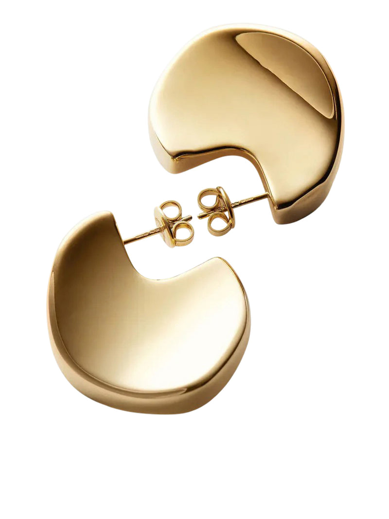 GEOMETRIC DESIGN SILVER EARRINGS WITH GOLD FINISH