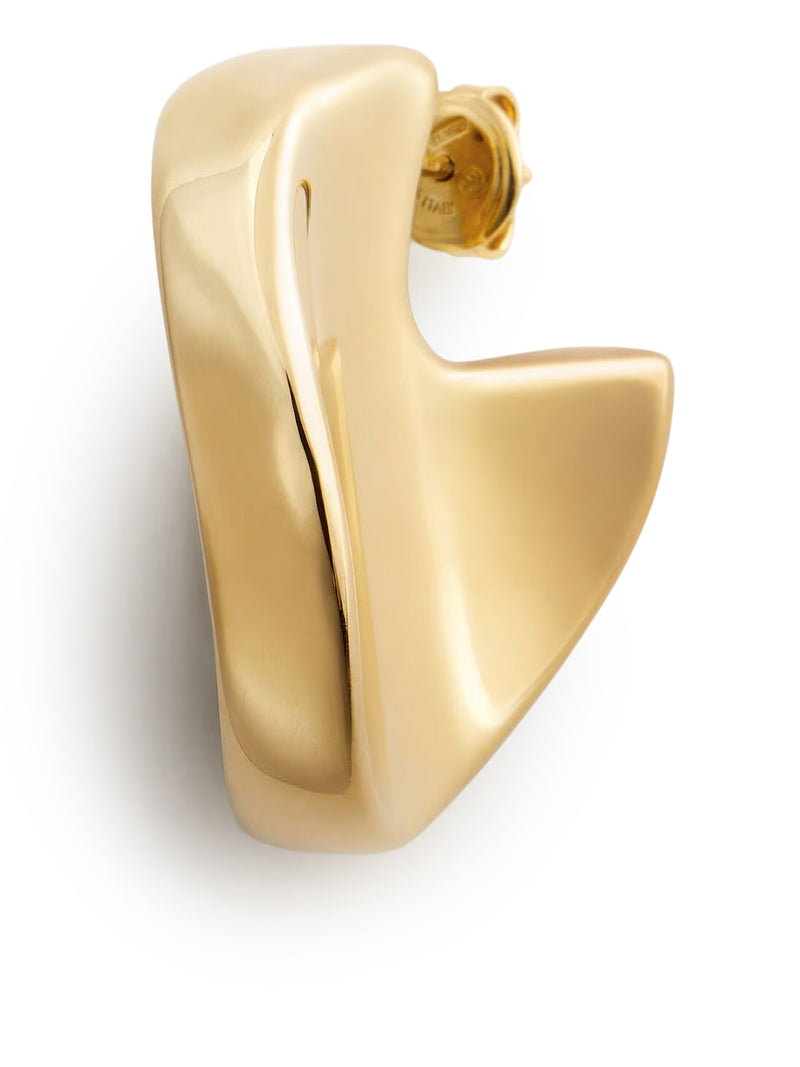 GEOMETRIC DESIGN SILVER EARRINGS WITH GOLD FINISH