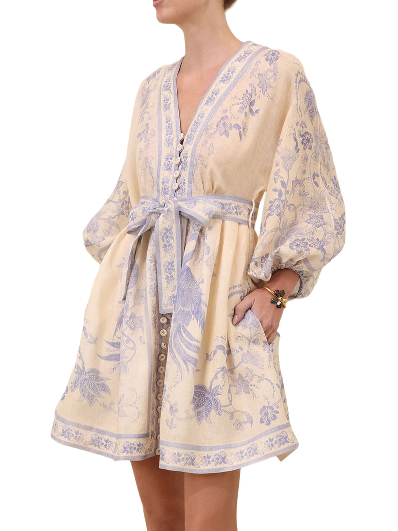 INDRA PLUNGE SHORT LINEN DRESS