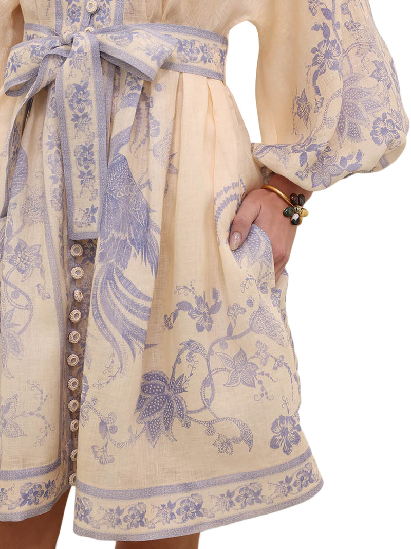 INDRA PLUNGE SHORT LINEN DRESS