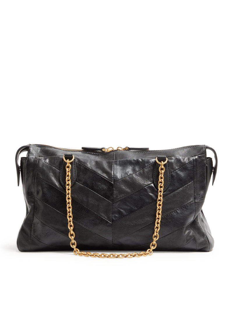 PANTHEA CHEVRON-PRINT NAPPA LEATHER SHOULDER BAG