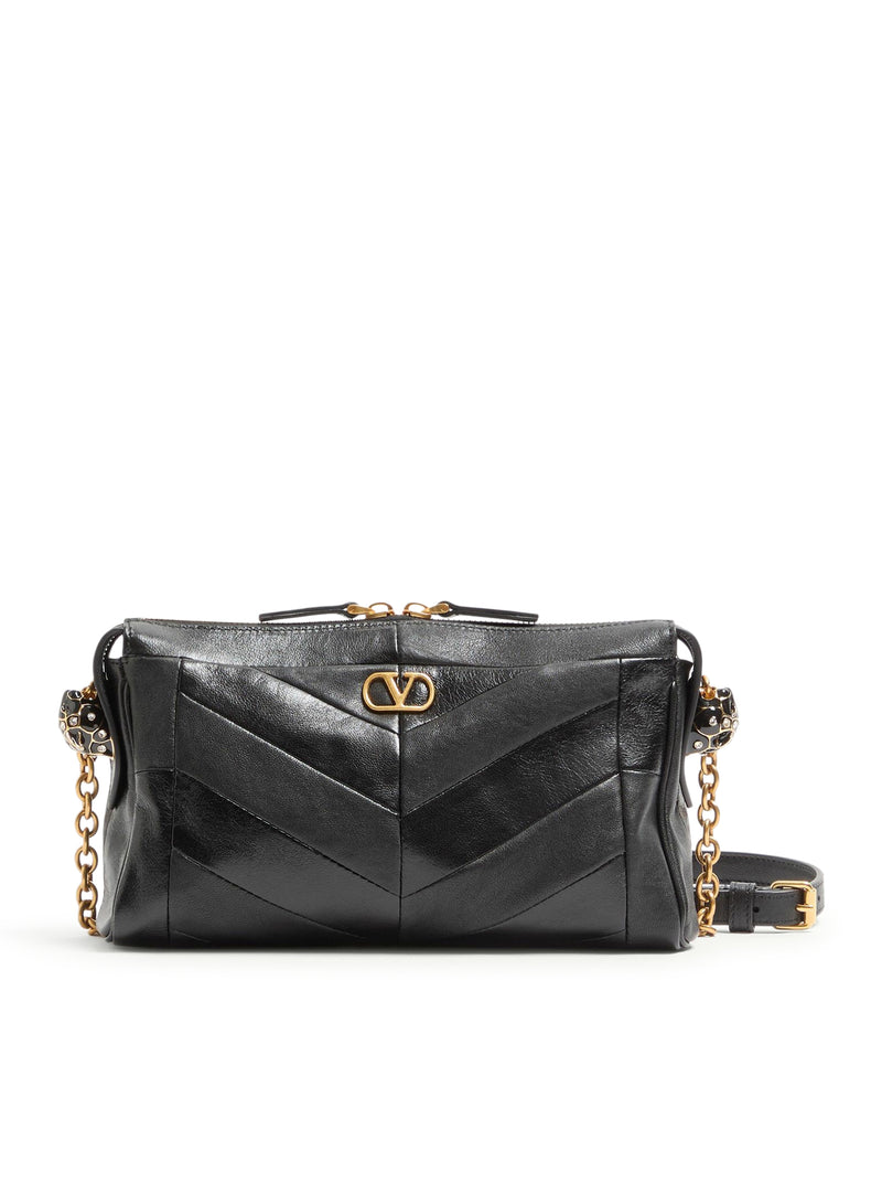 VALENTINO GARAVANI PANTHEA SMALL CHEVRON NAPPA SHOULDER BAG