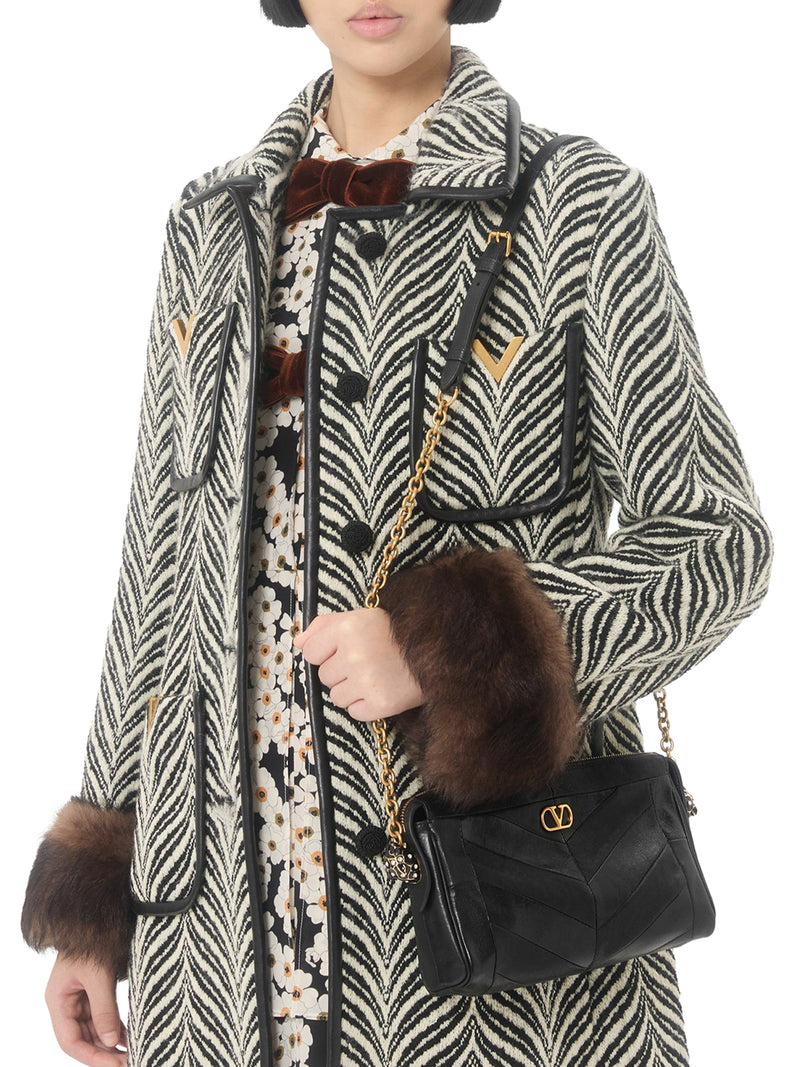 VALENTINO GARAVANI PANTHEA SMALL CHEVRON NAPPA SHOULDER BAG
