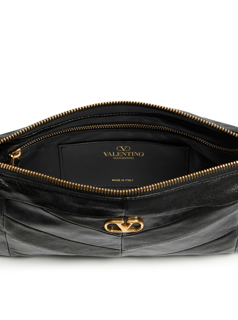 VALENTINO GARAVANI PANTHEA SMALL CHEVRON NAPPA SHOULDER BAG