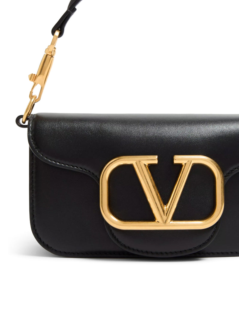 SMALL LOCO SHOULDER BAG IN CALFSKIN WITH ANTIQUE GOLD-TONE LOGO