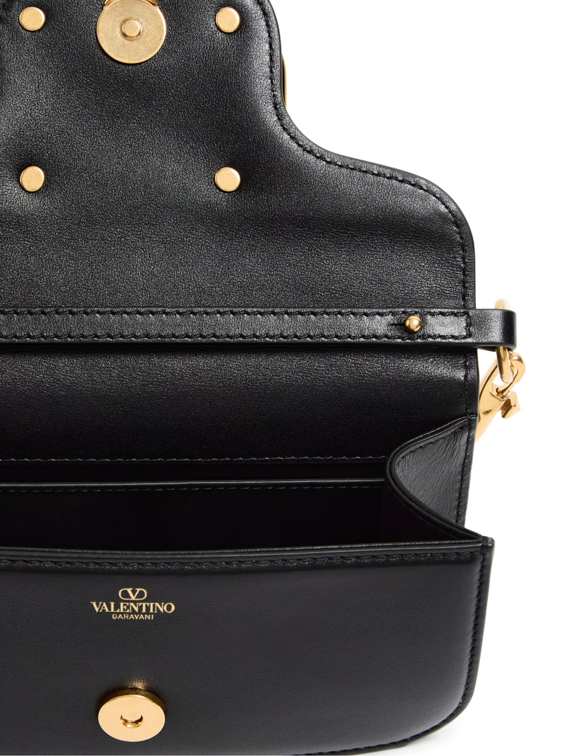 SMALL LOCO SHOULDER BAG IN CALFSKIN WITH ANTIQUE GOLD-TONE LOGO