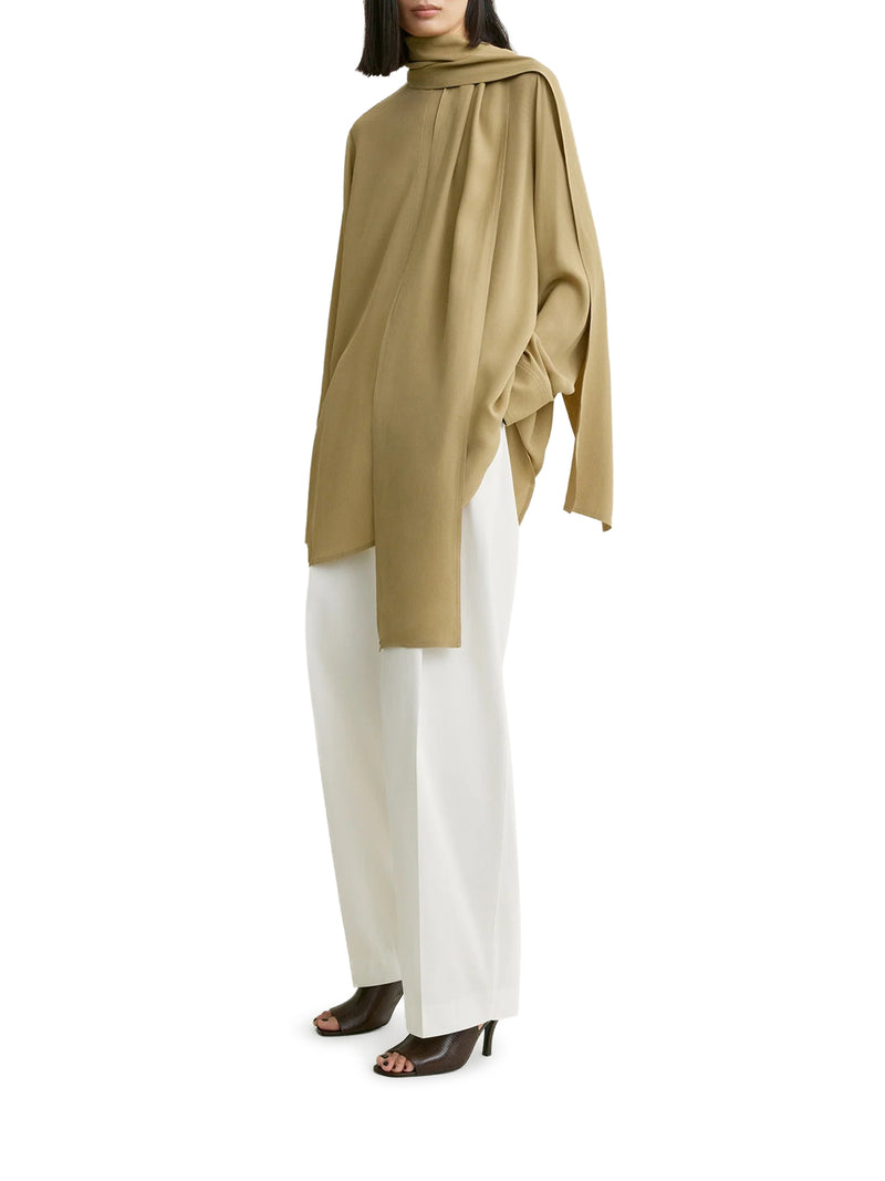 BLOUSE WITH DRAPED SCARF