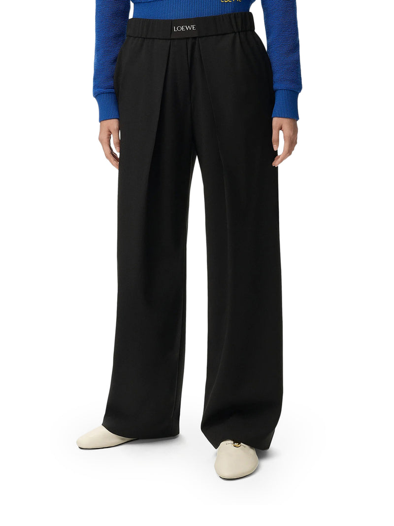 LOEWE TAILORED WOOL TROUSERS WITH JACQUARD ELASTICATED WAIST