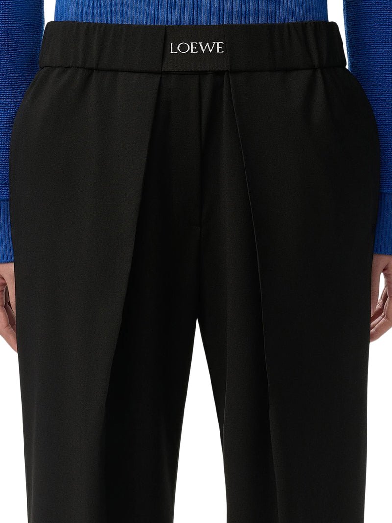 LOEWE TAILORED WOOL TROUSERS WITH JACQUARD ELASTICATED WAIST