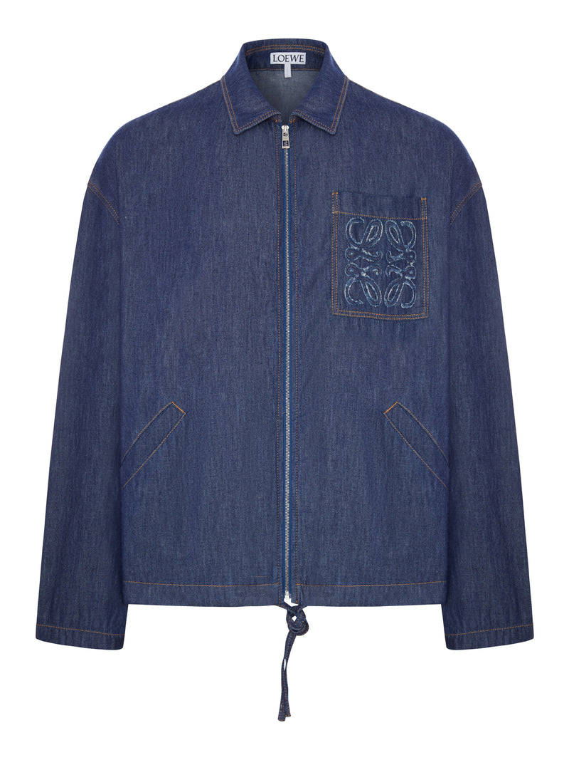 ZIP-UP DENIM JACKET WITH EMBROIDERED POCKET