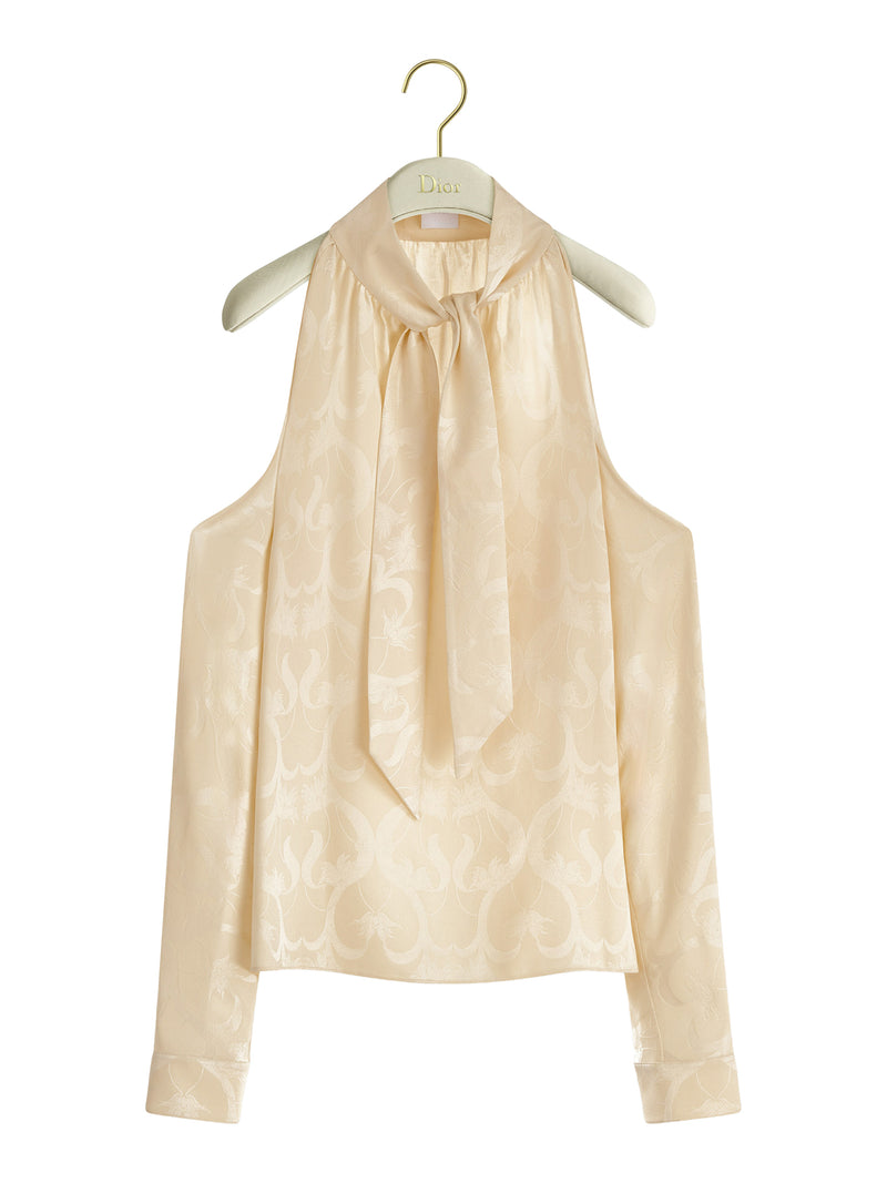 OFF-SHOULDER BLOUSE IN FLORAL SILK JACQUARD