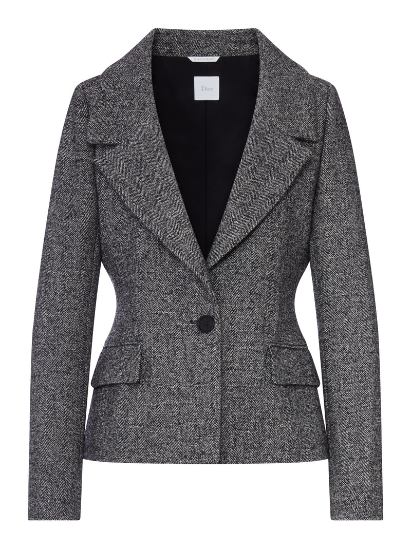 SINGLE-BREASTED TAILORED TWEED JACKET