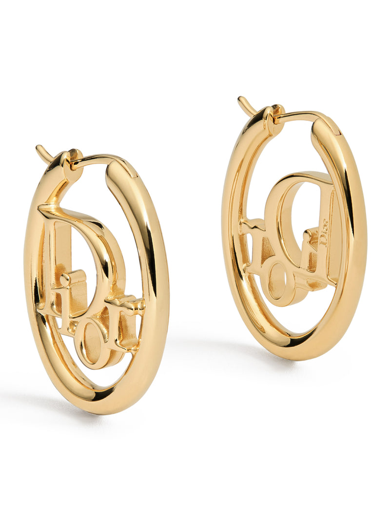 DIOR OBLIQUE HOOP EARRINGS IN GOLD-FINISH METAL