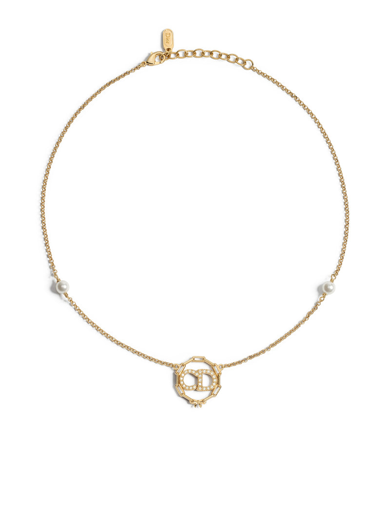 CD CIRCLE CHAIN NECKLACE IN METAL WITH GOLD FINISH