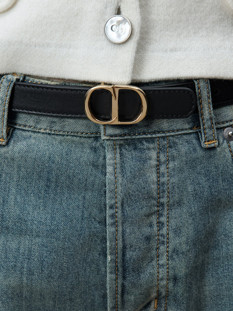 CD ICON REVERSIBLE BELT IN SMOOTH CALFSKIN