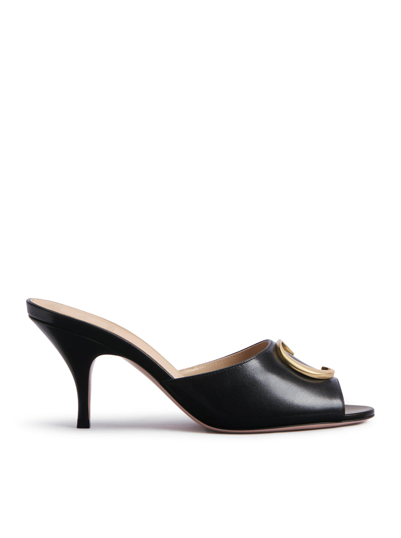 LAMBSKIN INITIALS HEEL SANDAL