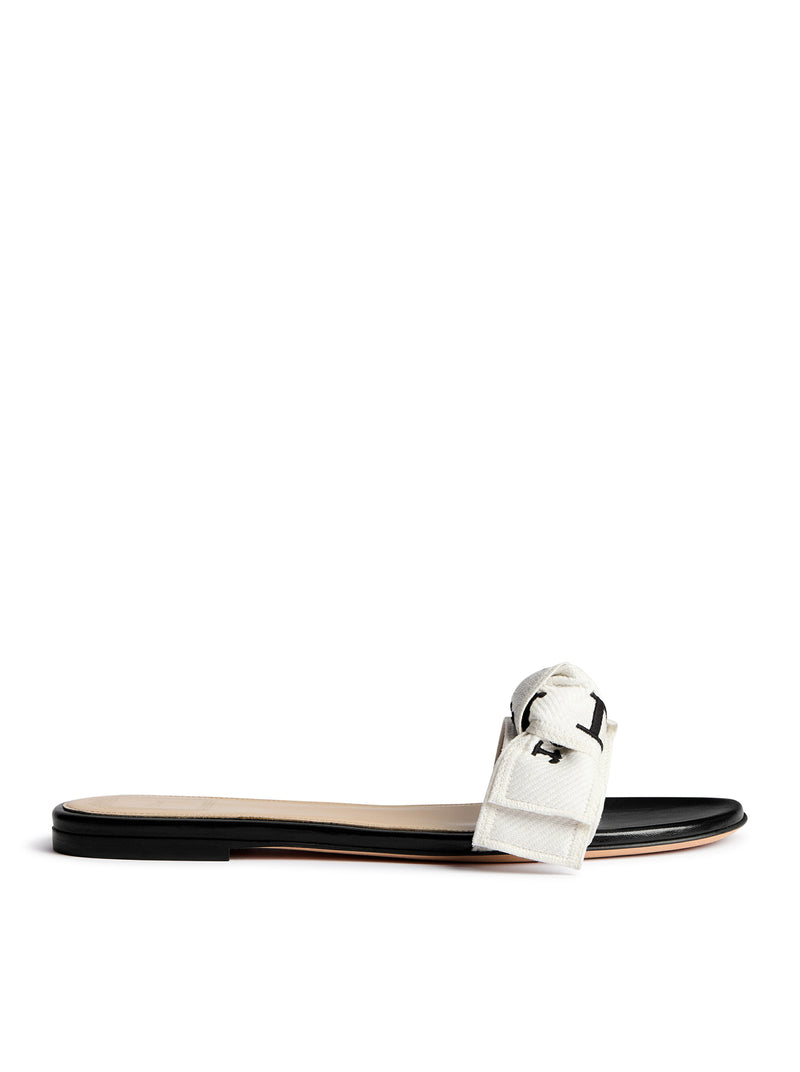 J`ADIOR SANDAL IN BLACK EMBROIDERED COTTON