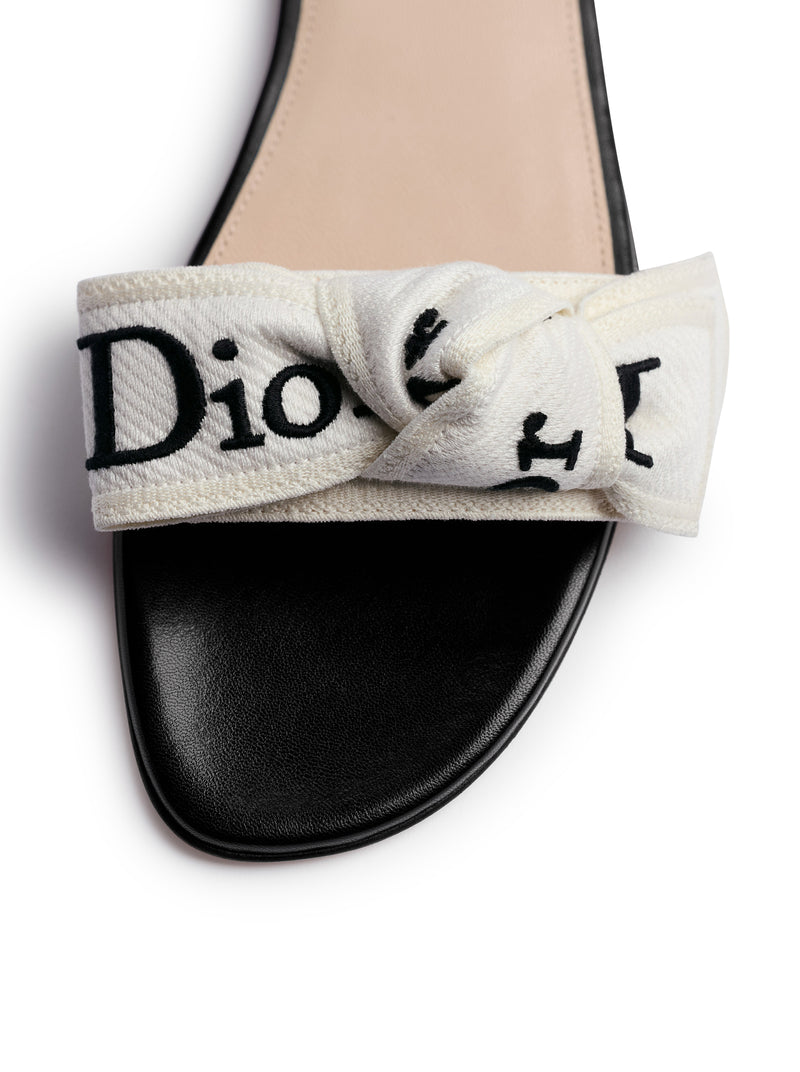 J`ADIOR SANDAL IN BLACK EMBROIDERED COTTON