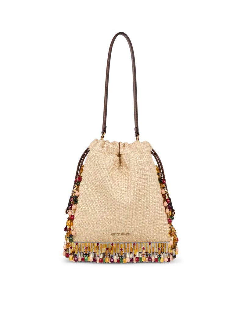 ETRO X TABBY BOOTH SMALL KALISPERA RAFFIA BAG WITH EMBROIDERY AND BEADS
