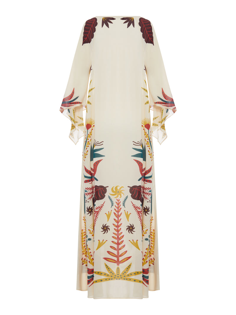 LONG CAFTAN DRESS WITH ARTISTIC PRINT