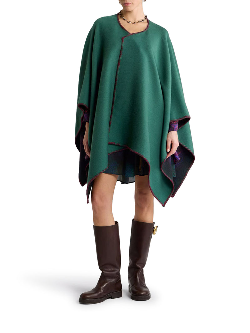 REVERSIBLE WOOL CAPE WITH DÉGRADÉ PAISLEY PATTERN