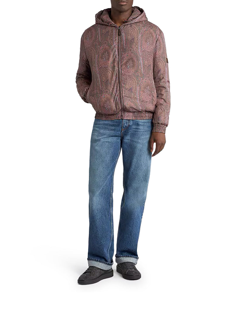 PADDED BOMBER JACKET WITH HOOD AND ARNICA PATTERN