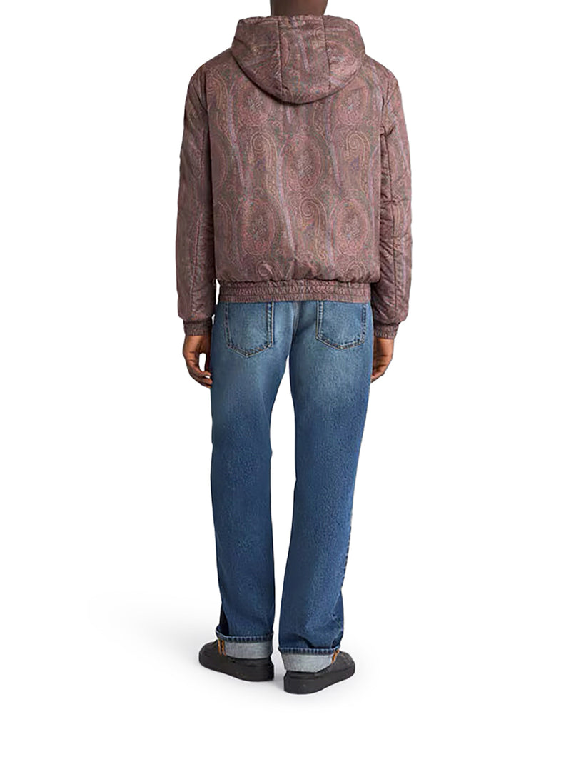 PADDED BOMBER JACKET WITH HOOD AND ARNICA PATTERN