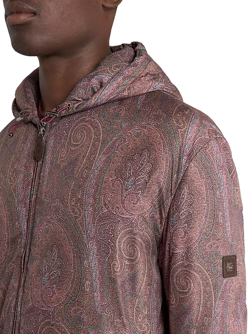 PADDED BOMBER JACKET WITH HOOD AND ARNICA PATTERN