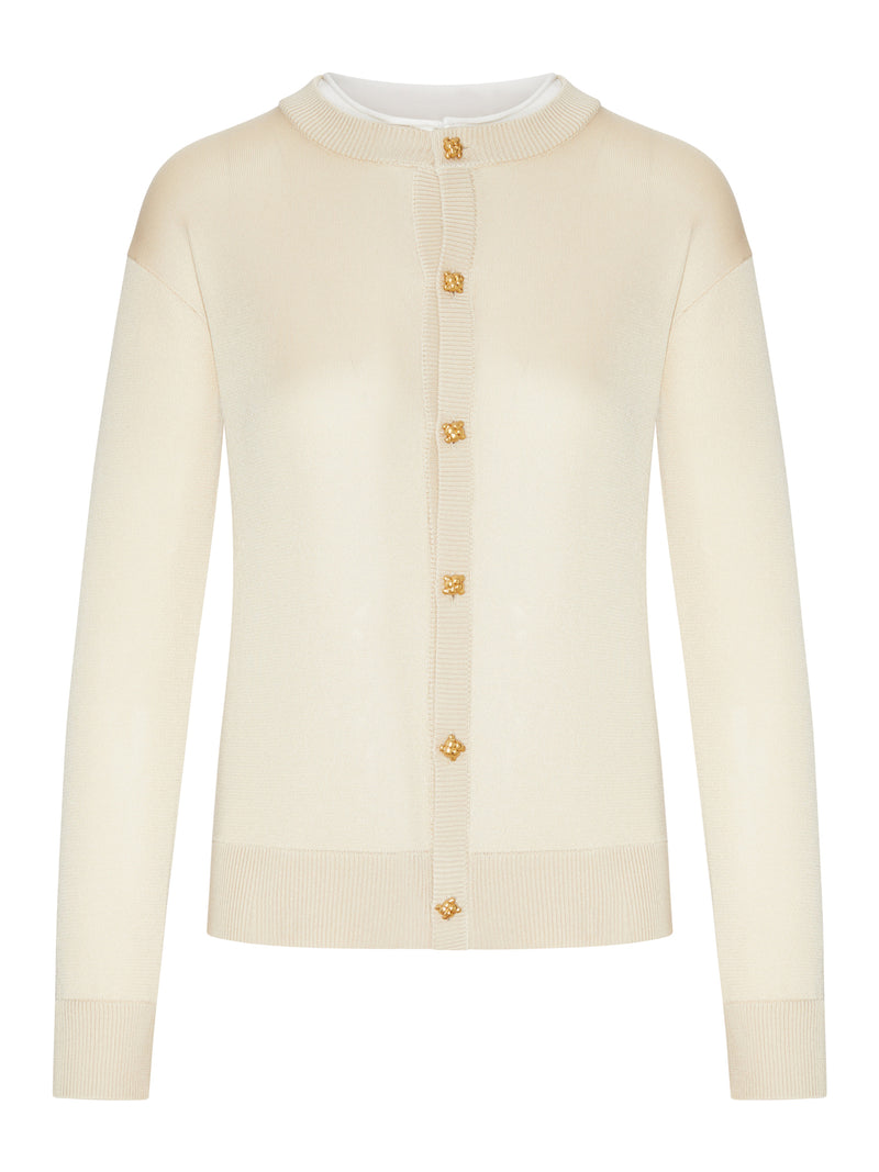 DOUBLE SILK KNIT CARDIGAN