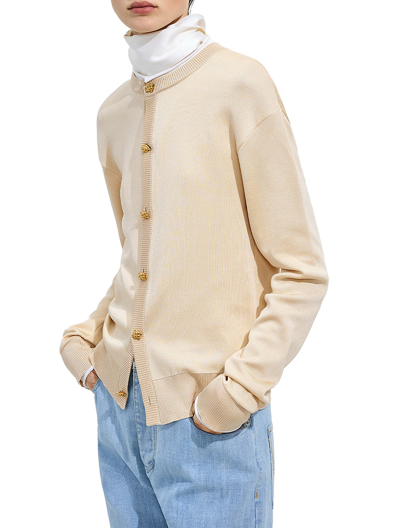 DOUBLE SILK KNIT CARDIGAN