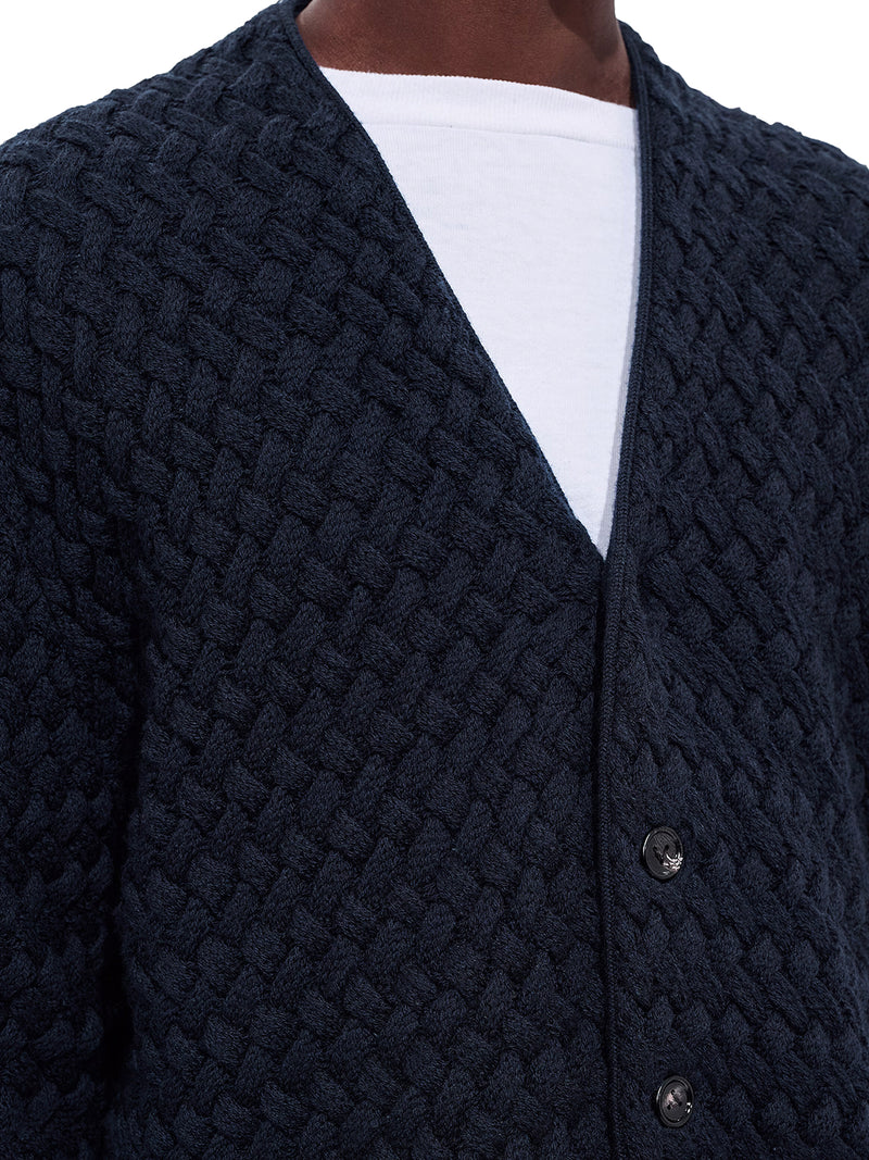 CABLE-KNIT WOOL CARDIGAN