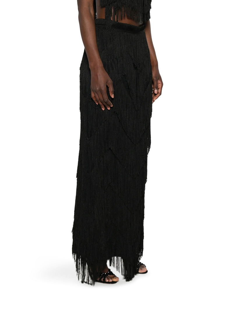 DARA LONG SKIRT WITH FRINGES