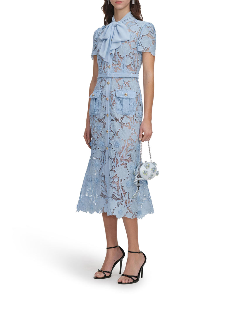 MIDI LACE DRESS WITH LAYERS ON THE NECK