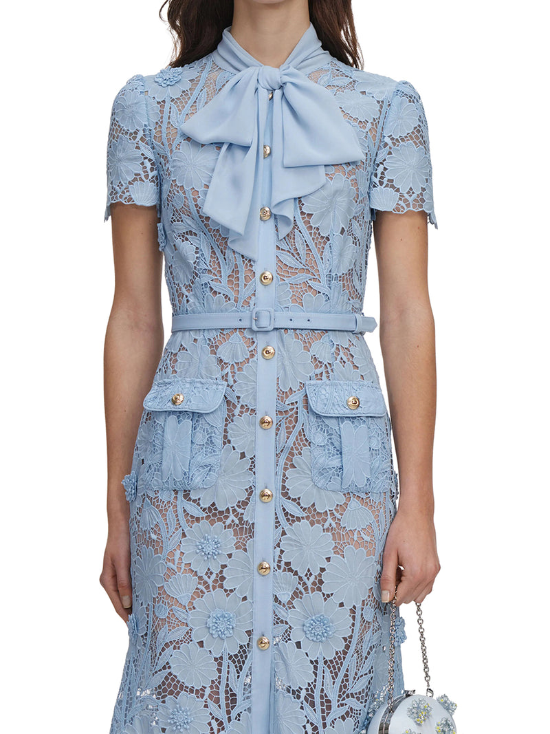 MIDI LACE DRESS WITH LAYERS ON THE NECK