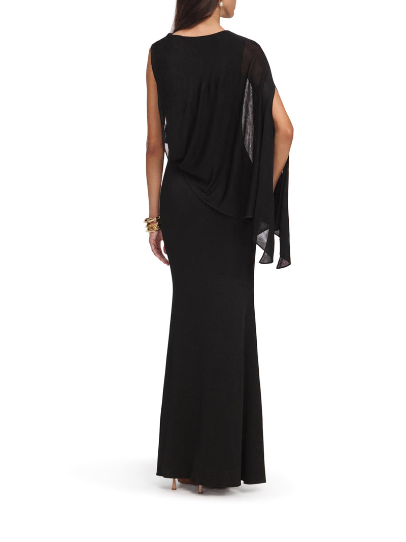 LONG ONE-SHOULDER KNIT DRESS