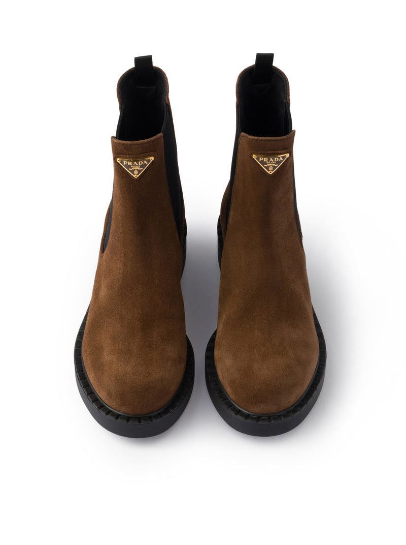 CHOCOLATE SUEDE ANKLE BOOTS