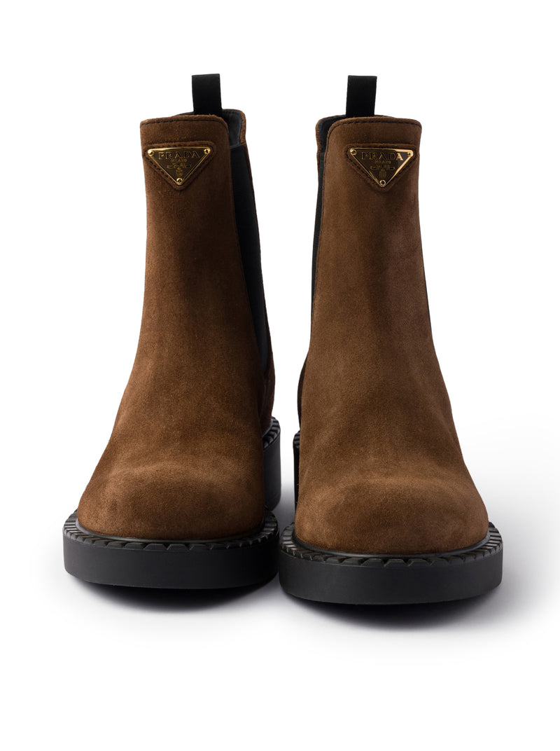 CHOCOLATE SUEDE ANKLE BOOTS
