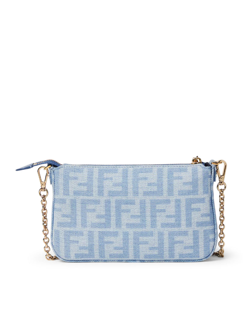 FF DENIM BAGUETTE POUCH LIGHT BLUE