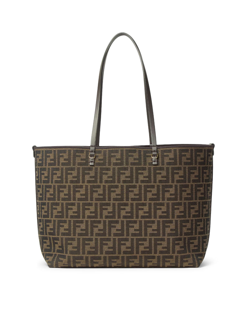 ROLL MEDIUM SHOPPER IN FF JACQUARD AND PEQUIN STRIPED FABRIC