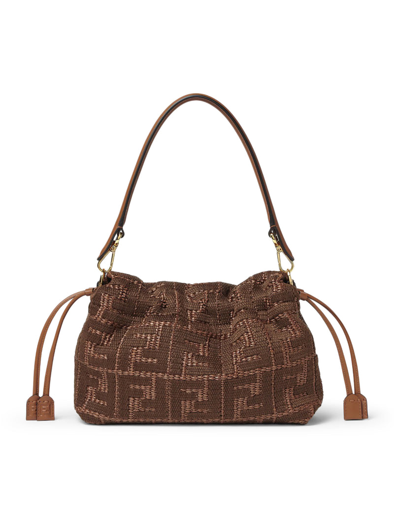 MAMMA BAGUETTE MEDIUM WOVEN RAFFIA BAG WITH FF SELLIER EMBROIDERY
