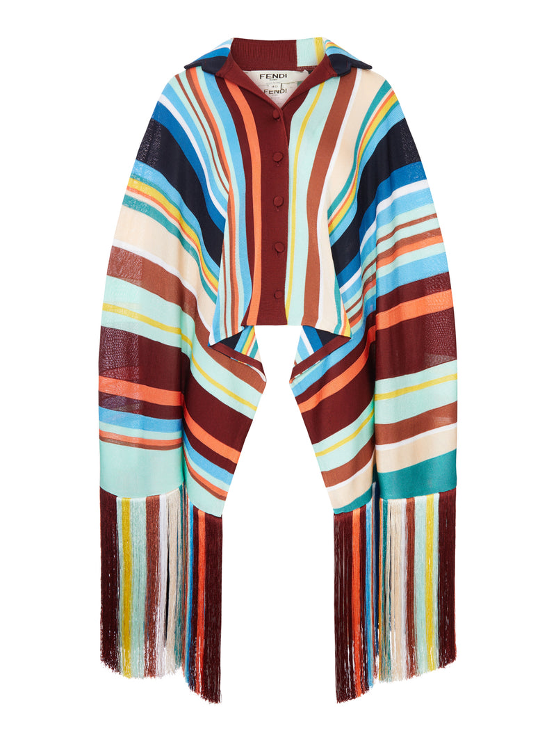 MULTICOLOR STRIPED VISCOSE KNIT PONCHO SHIRT