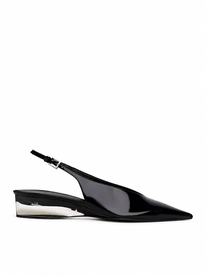 INVISIBLE WEDGE SLINGBACKS IN PATENT CALFSKIN