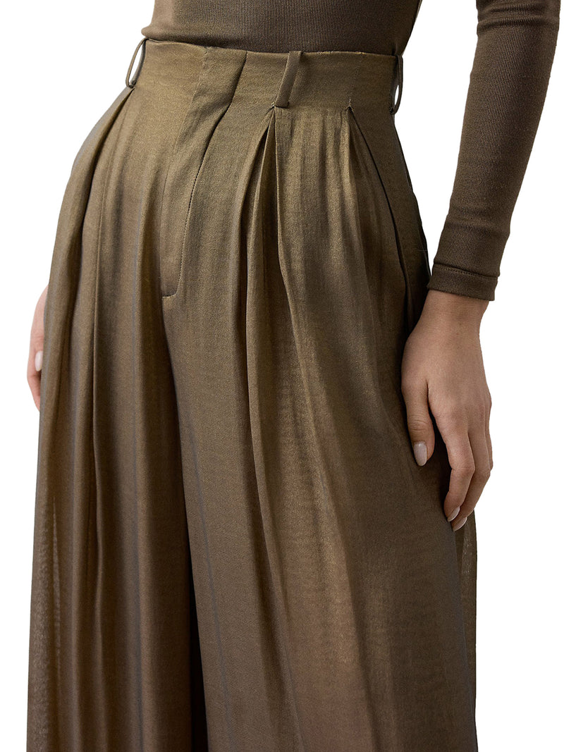 GREER LAMÉ PLEATED TROUSERS