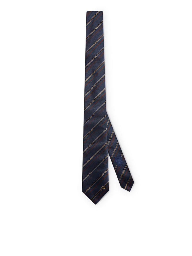 SILK TIE WITH HOOK AND GG CROSS