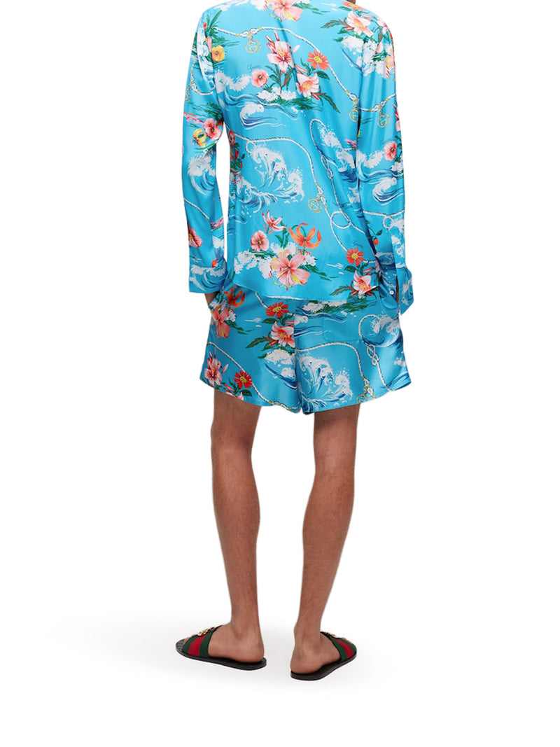 PRINTED SILK TWILL SHORTS