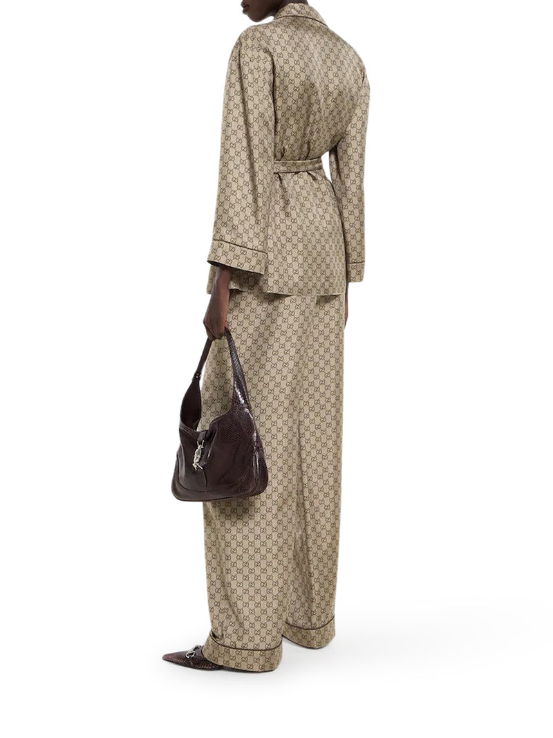 PRINTED SILK TWILL TROUSERS