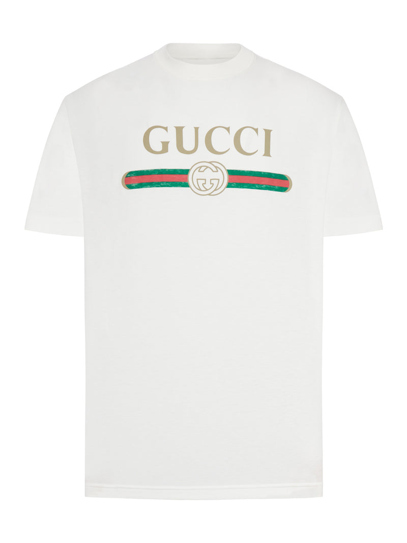 COTTON AND SILK JERSEY T-SHIRT WITH PRINT