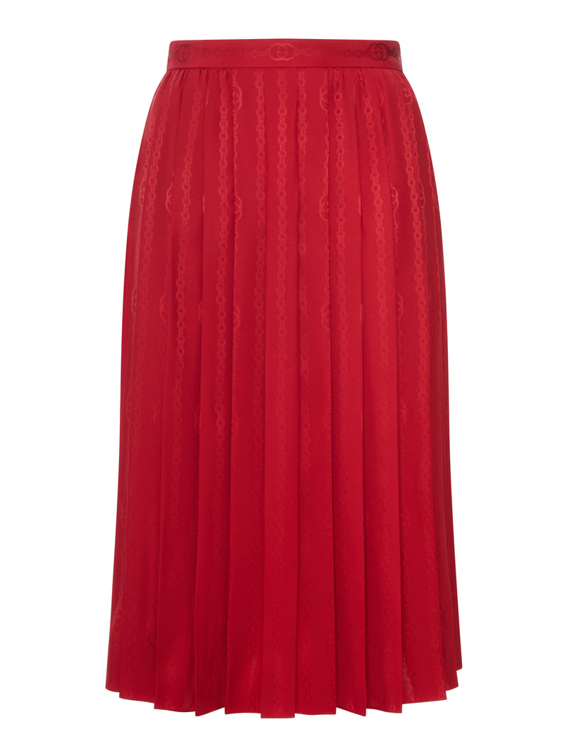 JACQUARD SILK MIDI SKIRT WITH GG CROSS CHAIN