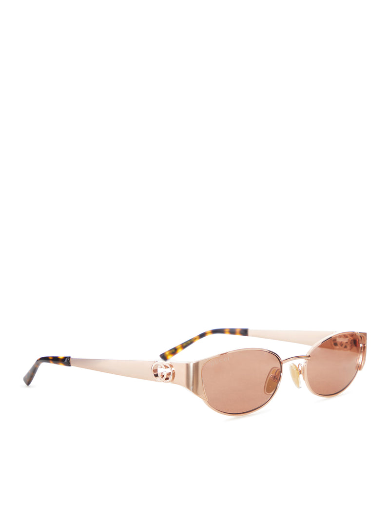 GOLD-TONED OVAL SUNGLASSES