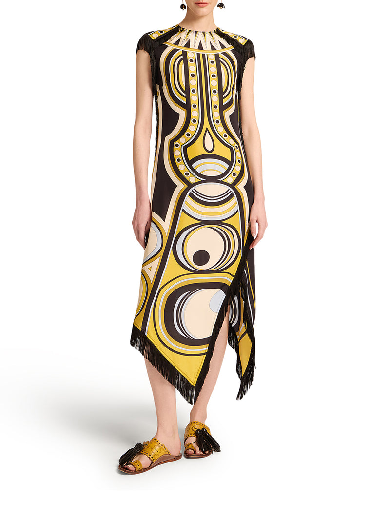 ASYMMETRIC DRESS WITH FRINGES